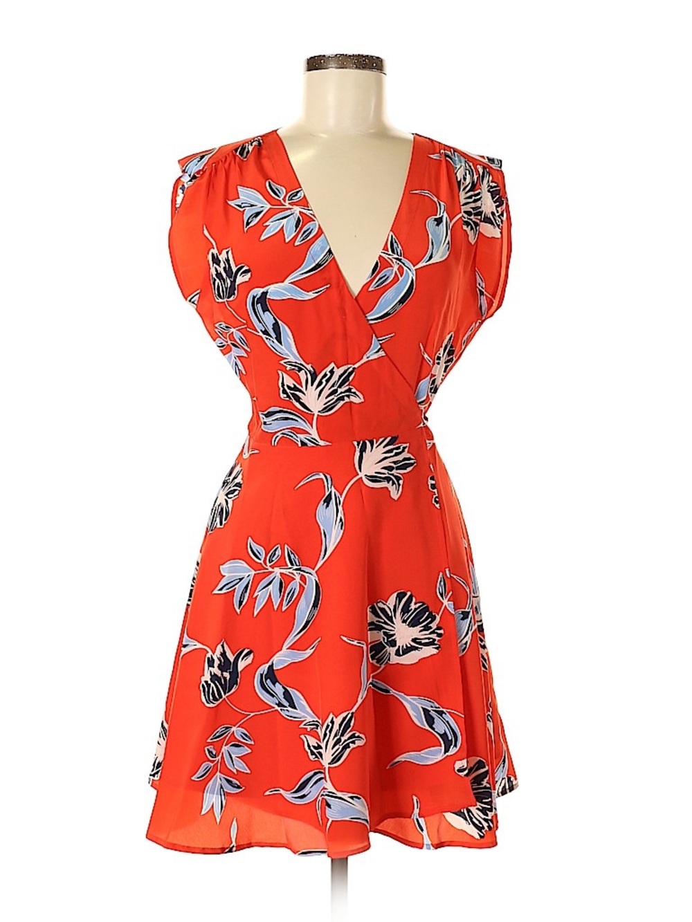 Yumi Kim Silk Floral V-Neck Wrap Dress - Red